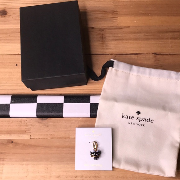 Kate Spade New York How Charming Black Cat with Blue Eyes Sparkly Dangle Charm - Picture 2 of 15